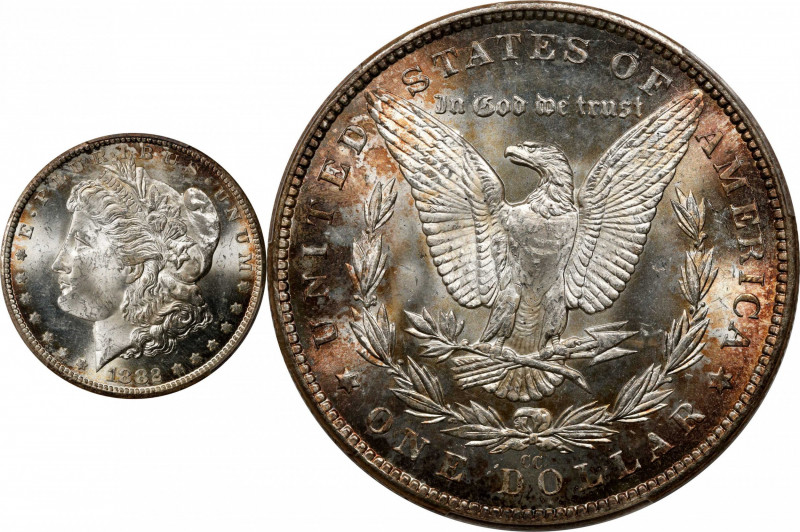 1882-CC Morgan Silver Dollar. MS-64 (PCGS).
PCGS# 7134. NGC ID: 254B.