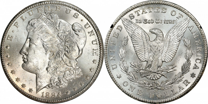 1884-CC GSA Morgan Silver Dollar. MS-64 (NGC).
The original box and card are no...