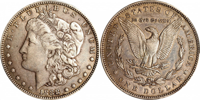 1888-O Morgan Silver Dollar. Doubled Die Obverse, Hot Lips. EF-45 (PCGS).
PCGS#...