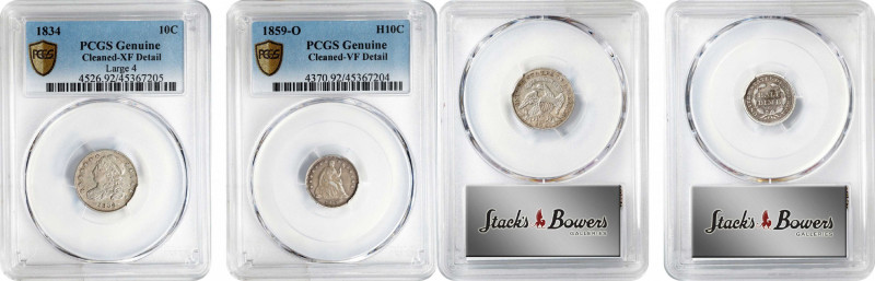 Lot of (2) 19th Century Silver Type Coins. Cleaned (PCGS).
Included are: 1859-O...