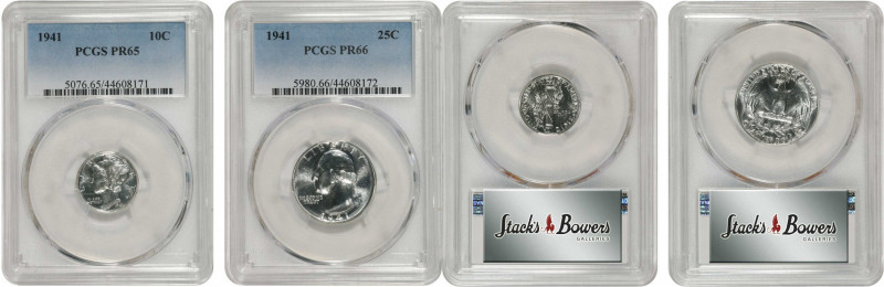 Lot of (2) Gem Proof 1941 Silver Coins. (PCGS).
Included are: Mercury dime, Pro...