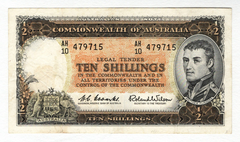 Australia 10 Shillings 1954 - 1960 (ND)
P# 29, N# 202357; # 479715; Commonwealt...