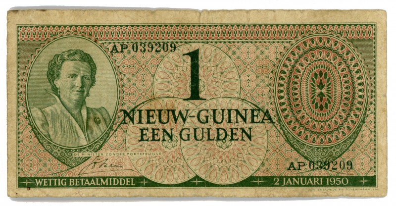 Netherlands New Guinea 1 Gulden 1950
P# 4a, N# 212065; #AP039209; F