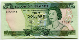 Solomon Islands 2 Dollars 1977 (ND)
P# 5a, N# 221849; # A/I 053011; UNC