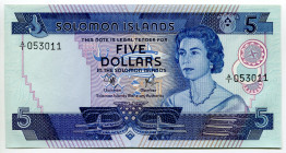 Solomon Islands 5 Dollars 1977 (ND)
P# 6a, N# 277755; # A/I 053011; UNC