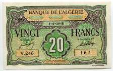 Algeria 20 Francs 1948
P# 103, N# 238484; # V.246 167; VF-XF