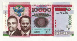 Burundi 10000 Francs 2006
P# 43b, N# 254490; # H167243N; UNC