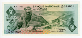 Congo 50 Francs 1962
P# 5a, N# 201828; # A/15 848628; UNC