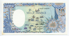 Congo 1000 Francs 1992
P# 11, N# 258194; # 756200 M.12; AUNC