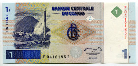 Congo Democratic Republic 1 Franc 1997 (1998)
P# 85a, N# 219063; # F0416185F; UNC