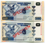 Congo Democratic Republic 2 x 500 Francs 2002 (2004)
P# 96s, N# 212968; UNC