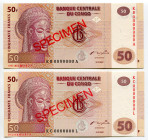 Congo Democratic Republic 2 x 50 Francs 2007 Specimen
P# 97s, N# 203254; UNC