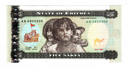 Eritrea 5 Nakfa 1997
P# 2, N# 209637; # AB2920305; UNC