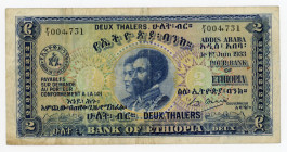 Ethiopia 2 Thalers 1933
P# 6, N# 211881; # F/I 004731; F-VF