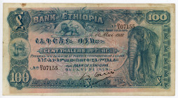 Ethiopia 100 Thalers 1932
P# 10, N# 297434; # D/I 07155; VF-