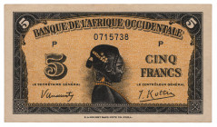 French West Africa 5 Francs 1942
P# 28b, N# 219994; AUNC
