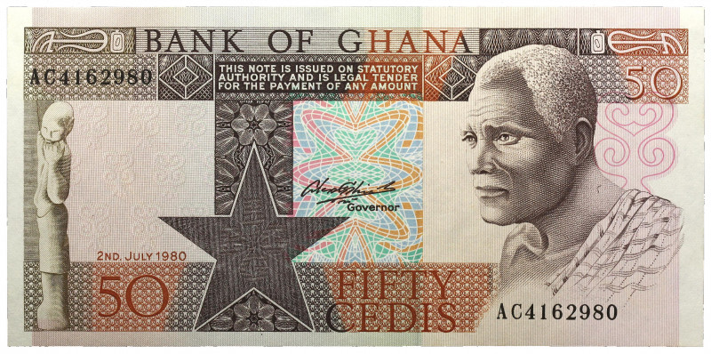 Ghana 50 Cedis 1980
P# 22b, N# 206610; # AC4162980; UNC