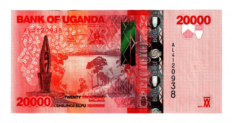 Uganda 20000 Shillings 2010
P# 53a, N# 214426; # AL4120938; UNC