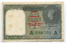 Burma 1 Rupee 1940 (1947)
P# 30, N# 216094; # K/52 146703 A; XF-