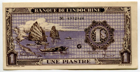 French Indochina 1 Piastre 1942 - 1945 (ND)
P# 60, N# 212316; # G 4992986; AUNC
