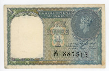 British India 1 Rupee 1943 (ND)
P# 25a, N# 203978; # U 71 887615; XF