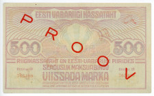 Estonia 500 Marka 1920 (ND) Specimen
P# 49s, #765409; Seria III; XF