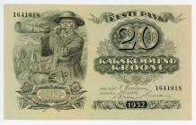 Estonia 20 Krooni 1932
P# 64, N# 227382; # 1641018; AUNC