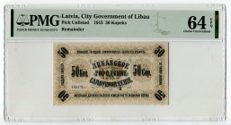 Latvia Libau City Government 50 Kopeks 1915 PMG 64
Ryab. 22025, Remainder; UNC