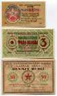 Latvia Soviet of Riga 1, 3 & 10 Rublis 1919
P# R1, R2 & R4, VF-XF