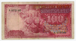 Latvia 100 Latu 1939
P# 22, N# 202343; # A 075140; VF