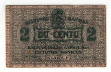 Lithuania 2 Centu 1922
P# 8, XF+