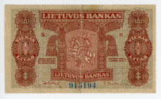 Lithuania 1 Litas 1922
P# 13a, N# 239223; #915194; Very rare; 2 Pinholes; VF