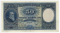 Lithuania 50 Litu 1928
P# 24, N# 226607; # A 149,267; XF