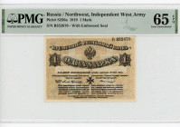 Russia - Northwest Independent West Army 1 Mark 1919 PMG 65
P# S226a, N# 228663; # B352670