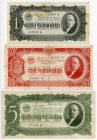 Russia - USSR 1 - 3 - 5 Chervonets 1937
P# 202, 203, 204, # 516900 Чк, 835357 ХЭ, 881184 ЭБ; VF