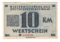 Germany - Third Reich Winterhelp 10 Reichsmark 1941 - 1942
P# NL, # A418.196; XF