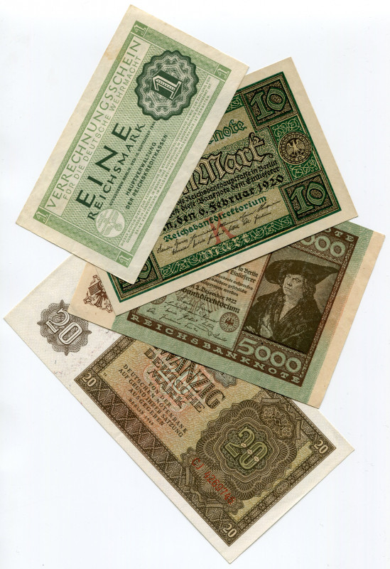 Germany - Third Reich Lot of 4 Banknotes 1920 - 1948
Various Dates & Denominati...