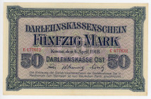 Germany - Empire Darlehnskasse Ost, Kowno 50 Mark 1918
P# R132, N# 277666; # C 477622; VF