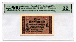 Germany - Third Reich 1 Reichsmark 1940 - 1945 (ND) PMG 55
P# R136b, N# 207449; # 302355; Occupied Territories - WWII; AUNC