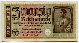Germany - Third Reich 20 Reichsmark 1940 - 1945 (ND)
P# R139, N# 206500; # F 4549401; XF