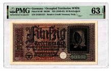 Germany - Third Reich 50 Reichsmark 1940 - 1945 (ND) PMG 63 EPQ
P# R140, N# 206485; # D3361337; Occupied Territories - WWII; UNC