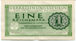 Germany - Third Reich Wehrmacht 1 Reichsmark 1944
P# M38, N# 208983; AUNC