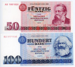 Germany - DDR 50 - 100 Mark 1971 - 1975
P# 30, 31, # AB 1881920, BD 3171130; UNC