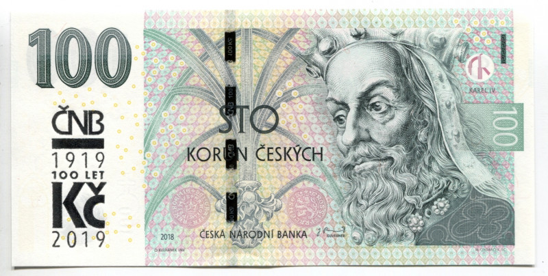 Czech Republic 100 Korun 2019 100 Years of Czechoslovak Currency
P# 28a, N# 294...