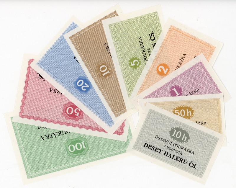 Czechoslovakia Lot of 9 Banknotes "Prison Money" 1981
10 - 50 Haleru 1 - 2 - 5 ...