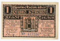 Austria Teschen 1 Krone 1919 Notgeld
# 417236; AUNC
