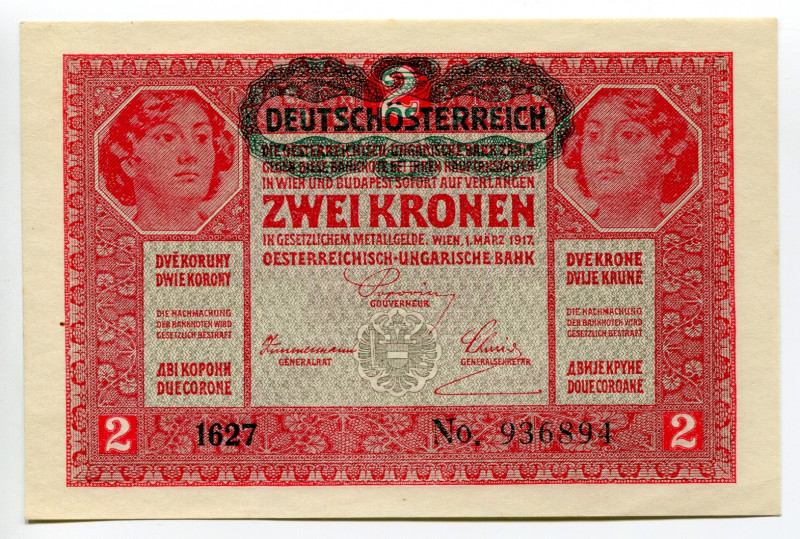 Austria 2 Kronen 1917 Overprint
P# 50, N# 202742; # 1627 936894; Overprint DEUT...