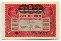 Austria 2 Kronen 1917 Overprint
P# 50, N# 202742; # 1627 936894; Overprint DEUTSCHOSTERREICH; UNC