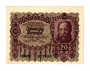 Austria 20 Kronen 1922
P# 76, N# 206769; # 1040 017055; UNC