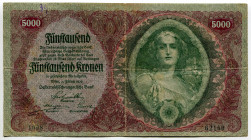 Austria 5000 Kronen 1922
P# 79, KK# 171.a, N# 207990; # 1098 62160; F